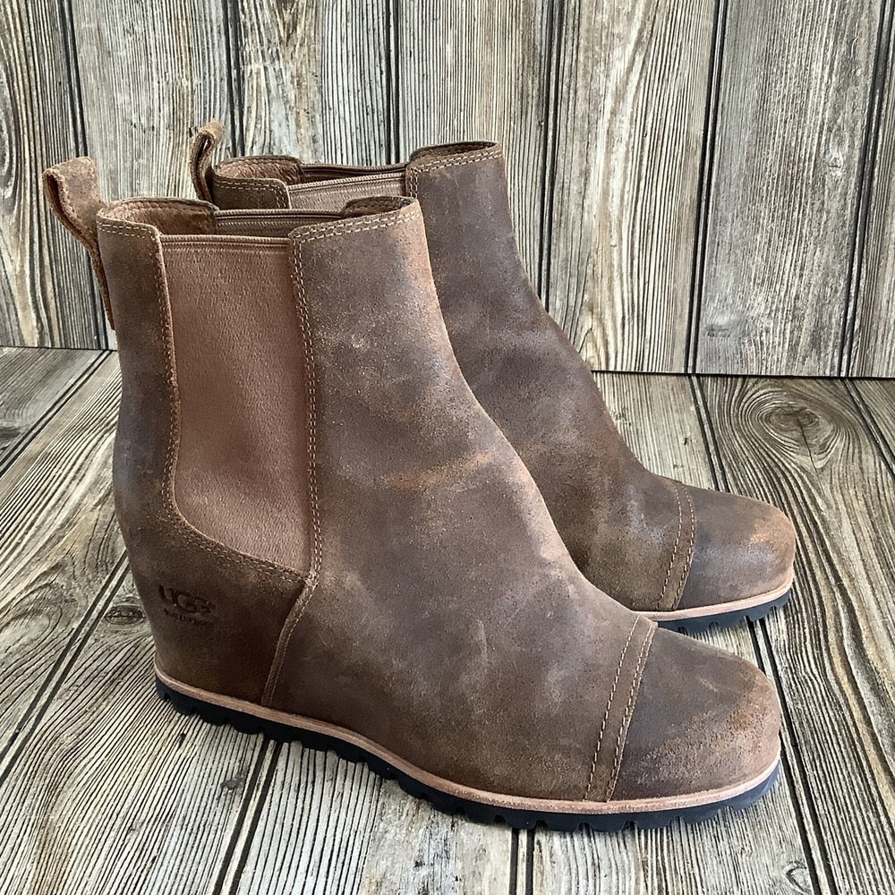 UGG Womens Pax Australia Hidden Wedge Boots Leather Waterproof Size 9.5
